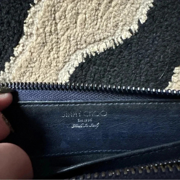 Jimmy Choo Carnaby Zip Around Continental Wallet Silver Studded Stars - Picture 12 of 12